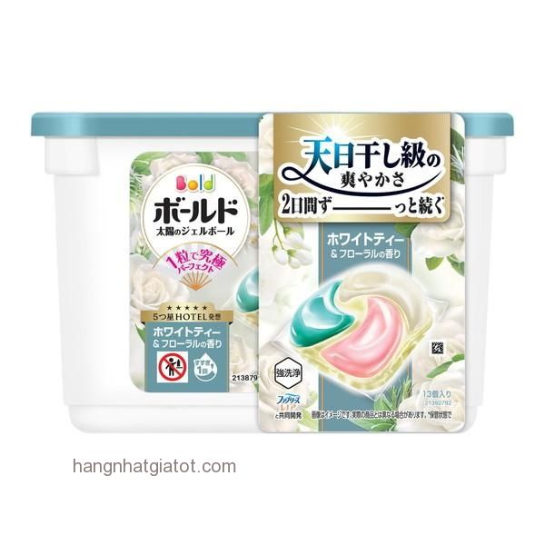 Viên giặt xả Gel Ball  4 trong 1 Hương trà trắng và hoa (13 viên)- NHẬT BẢN