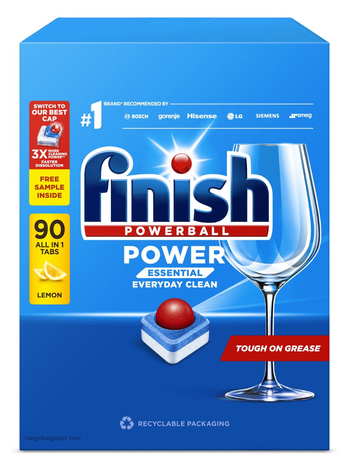 Viên Rửa Chén Bát Finish Power Essential Hộp 90 viên - Tặng 2 viên rửa bát Finish Ultimate Plus