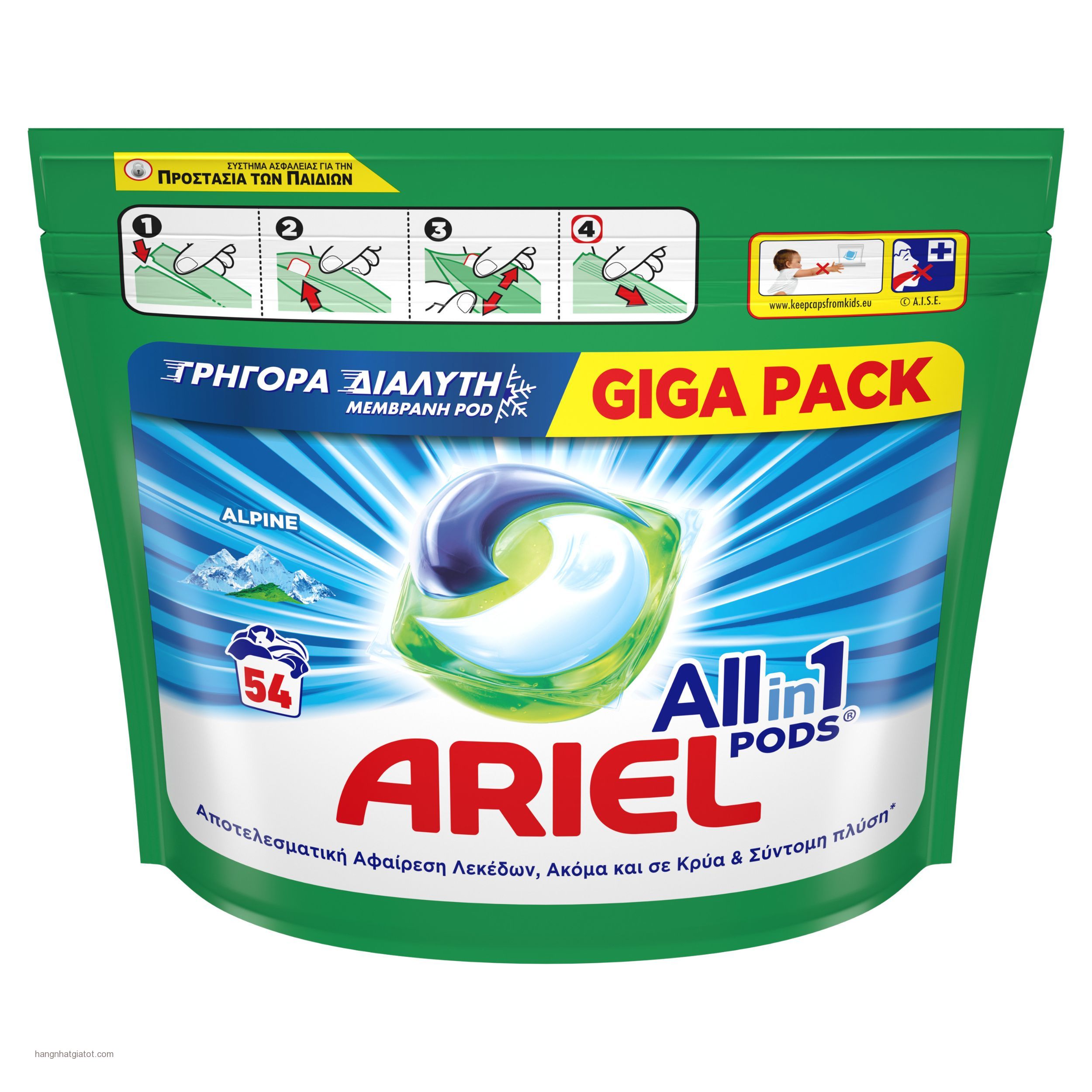 Viên giặt xả siêu sạch Ariel  54V viên Bảo Vệ Màu Sắc Không Phai Thơm Tươi Mát Xuất Xứ Ý