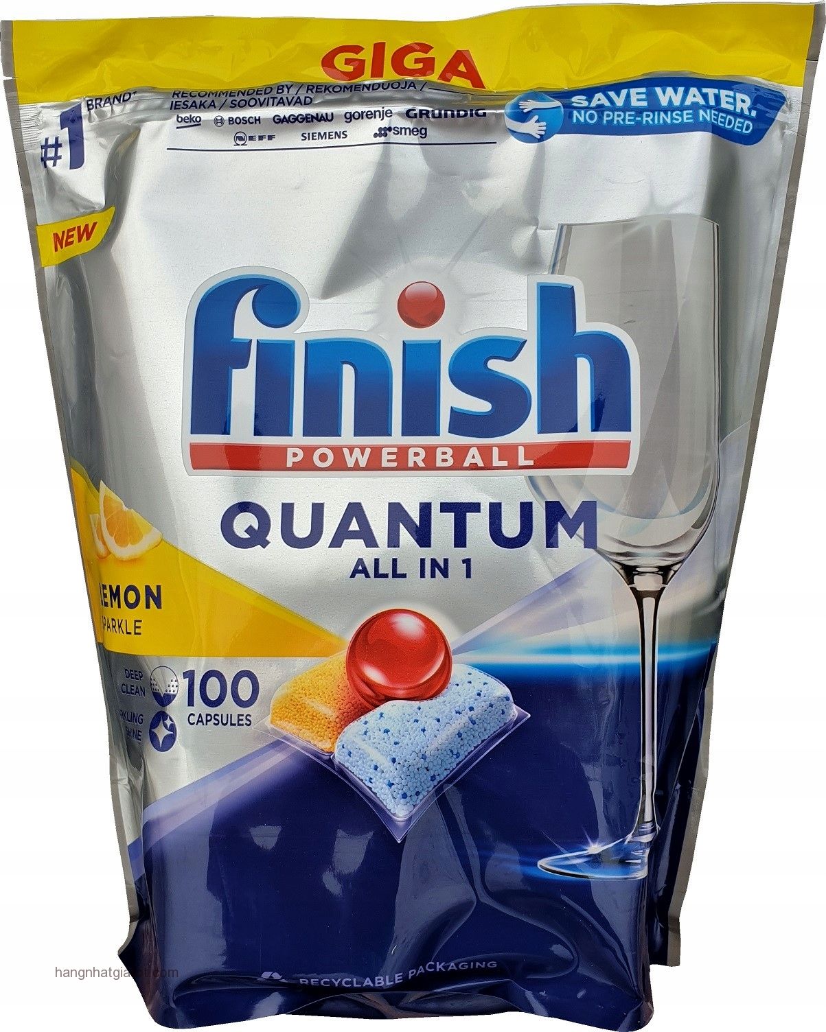 Viên rửa bát Finish Quantum All in one 100 viên- ĐỨC (Dùng cho máy rửa bát)