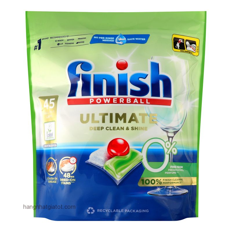 Viên rửa bát  Finish Ultimate ECO 0% 45 Viên- CHÂU ÂU