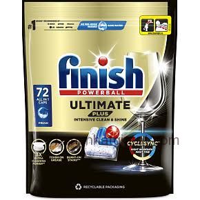 Viên rửa chén Finish Quantum Ultimate Plus All in one 72 viên không mùi