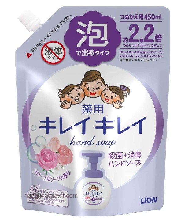 Nước rửa tay tạo bọt Lion hương hoa hồng 450ml Nhật Bản