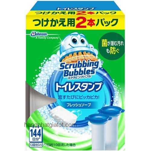 Viên gel thơm khử mùi bồn cầu Scrubbing Bubble 2 ống thay thế hương xà bông tươi ( NHẬT BẢN)